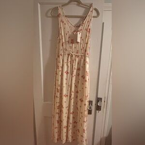 Lucky Brand Cream Dress with Red Floral Pattern